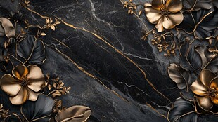 黑金花卉大理石奢华背景