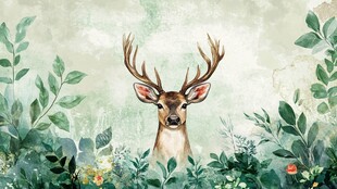 森林中的麋鹿插画