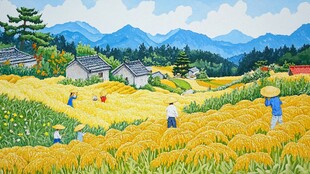 秋日田野里的农忙景象