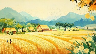 秋日田野乡村静谧美景