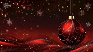 红色圣诞球节日背景图