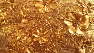 金色花卉浮雕背景纹理