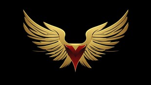 金色羽翼红心标志设计