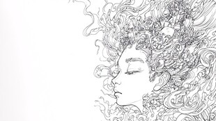 梦幻线条勾勒的神秘女子