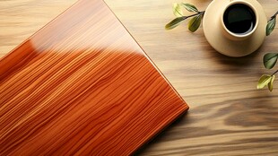 木纹瓷砖与雅致花瓶摆件