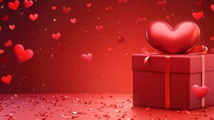 浪漫红心礼盒情人节氛围