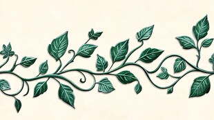 手绘绿叶藤蔓装饰图案