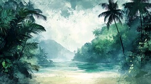 梦幻热带丛林海滩美景