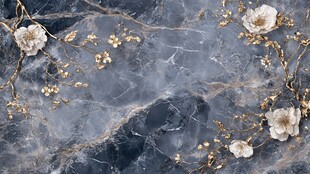 蓝灰大理石上的花卉装饰