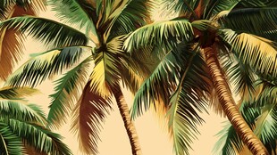 热带棕榈树风景图