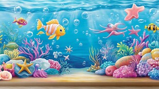 梦幻海底世界卡通插画