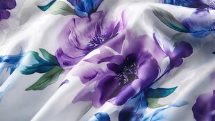 紫色花卉印花布料纹理