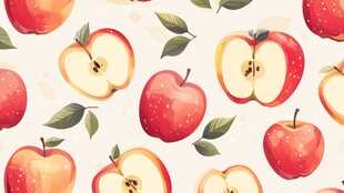 水彩风苹果无缝图案背景