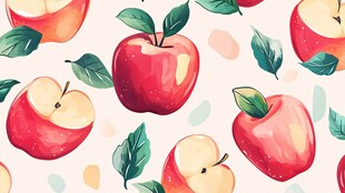 水彩风苹果图案背景素材