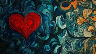 心形幻彩花纹艺术图案