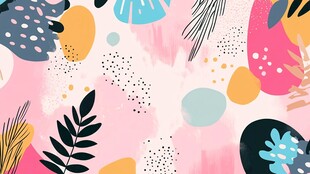 缤纷手绘植物图案背景