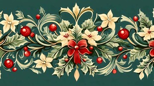 圣诞花卉装饰边框图案