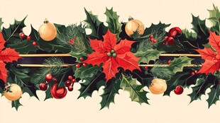 圣诞花卉浆果装饰图案