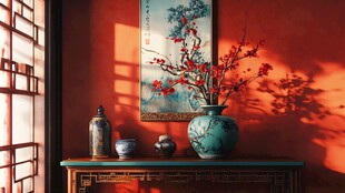 中式雅韵 窗边案几上的景致