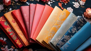 多彩中式传统布料展示