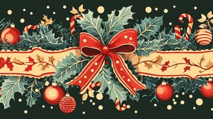 圣诞节日装饰横幅插画