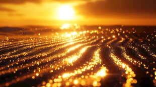 金色海面的璀璨落日美景