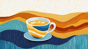 彩色杯装饮品插画背景图