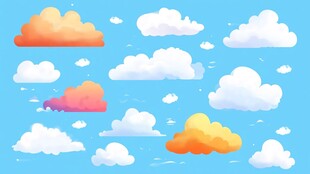 梦幻多彩云朵插画背景