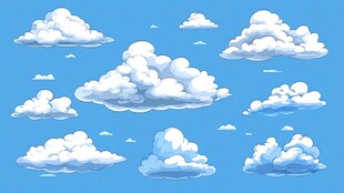 蓝天中的可爱云朵集合