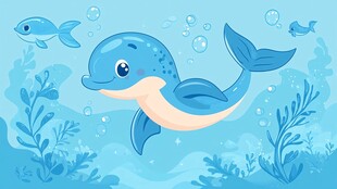 可爱海豚畅游海底世界