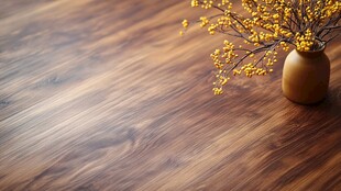 木质地板上的雅致花瓶摆件