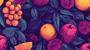 缤纷水果与绿叶的梦幻组合