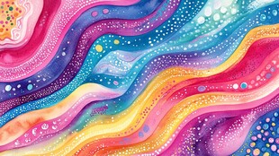 梦幻多彩波浪水彩图案