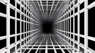 黑白网格隧道视觉效果