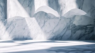 大理石背景的极简光影空间