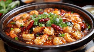 香辣美味鲜虾锅