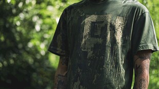 沾满泥渍的绿色T恤