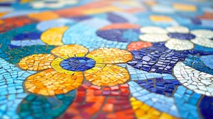 多彩马赛克花卉图案