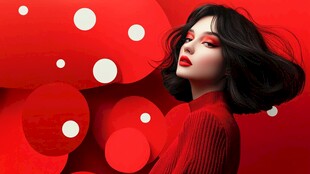 红装女子的时尚魅力瞬间