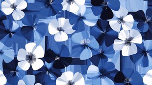 蓝白花卉无缝图案背景