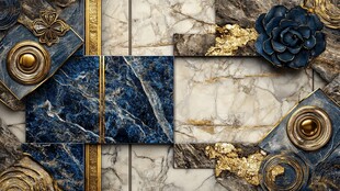 蓝金大理石瓷砖装饰图案