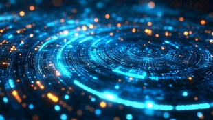 科技感蓝色光效旋涡背景