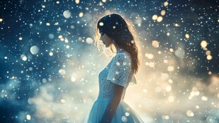 梦幻少女置身璀璨星尘中