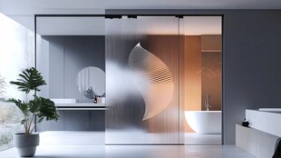 现代简约风浴室玻璃隔断设计