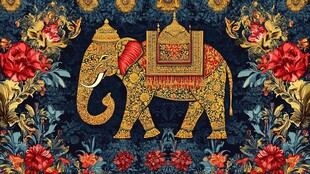 印度风华丽大象花卉图案