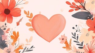 爱心花卉装饰插画