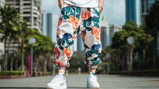 个性印花裤 时尚街头风