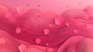 浪漫粉色爱心波浪背景图
