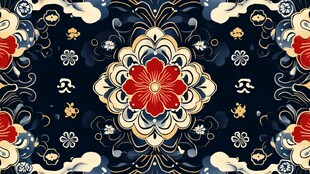 中式古典花卉纹样图案