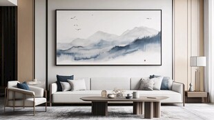 新中式客厅的雅致山水风情